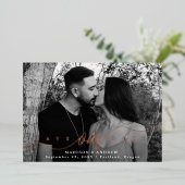 Invitation En Aluminium Rose florissant Gold Script Enregistrer la date (Debout devant)