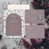 Invitation En Aluminium Rose foncé moderne et Mariage d'eucalyptus or