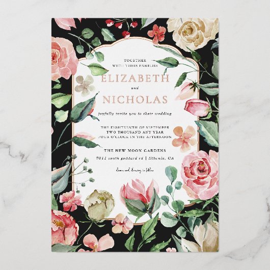 Invitation En Aluminium Rose foncé | Romantic Spring Florals Mariage (Recto)