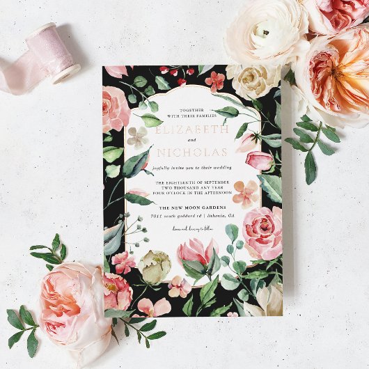 Invitation En Aluminium Rose foncé | Romantic Spring Florals Mariage