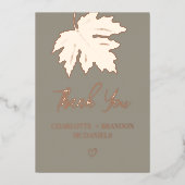 Invitation En Aluminium Rose Gold Automne Feuille d'Érable Mariage Remerci (Recto)
