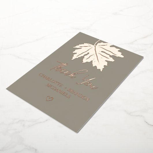 Invitation En Aluminium Rose Gold Automne Maple Leaf Mariage Merci (Rotation)