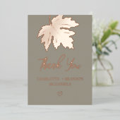 Invitation En Aluminium Rose Gold Automne Maple Leaf Mariage Merci (Debout devant)