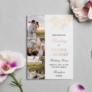 Invitation En Aluminium Rose Gold Berry Twig 3 Photos Mariage