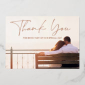 Invitation En Aluminium Rose Gold Black Photo Mariage Merci Rose (Recto)