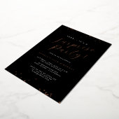 Invitation En Aluminium Rose Gold Black Script Confetti Surprise Party (Rotation)