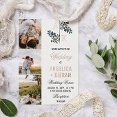 Invitation En Aluminium Rose Gold Blanc Floral Monogrammes Photos Mariage