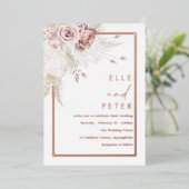 Invitation En Aluminium Rose Gold & Blush Beau Mariage (Debout devant)