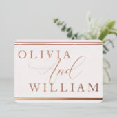 Invitation En Aluminium Rose Gold & Blush Élégant Mariage moderne (Debout devant)