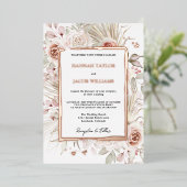 Invitation En Aluminium Rose Gold Boho Rustic Floral Mariage (Debout devant)