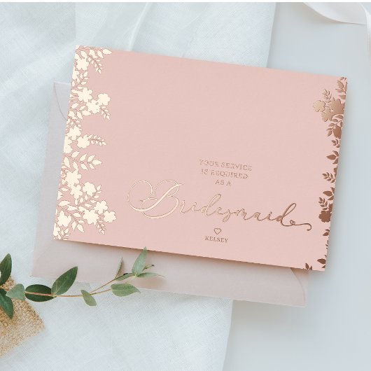 Invitation En Aluminium Rose Gold Bridesmaid Proposition Cadre botanique R