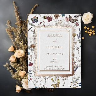 Invitation En Aluminium Rose Gold Butterfly Garden Mariage