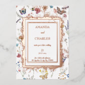 Invitation En Aluminium Rose Gold Butterfly Garden Mariage (Recto)