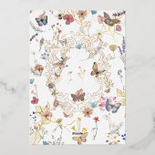 Invitation En Aluminium Rose Gold Butterfly Garden Mariage (Verso)