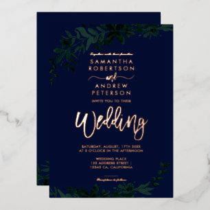 Invitation En Aluminium Rose gold calligraphie typographie Florale mariage