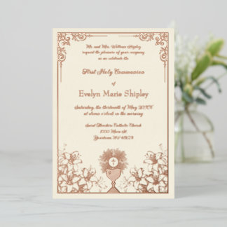 Invitation En Aluminium Rose Gold Chalice First Communion Elegance