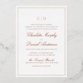 Invitation En Aluminium Rose Gold Classic Elegance Script Monogram Wedding (Recto)