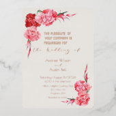 Invitation En Aluminium Rose Gold Cloud Dancer White Pink Carnations (Recto)