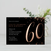 Invitation En Aluminium Rose Gold Confetti 60e anniversaire (Debout devant)