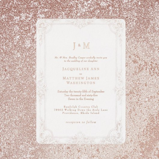 Invitation En Aluminium Rose Gold Élégance Vintage Simplement