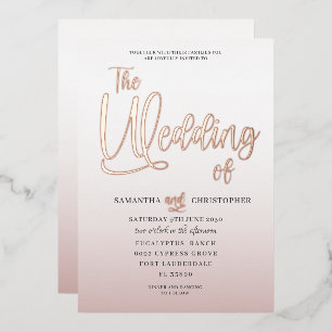 Invitation En Aluminium Rose Gold Élégant Calligraphie Le Mariage De