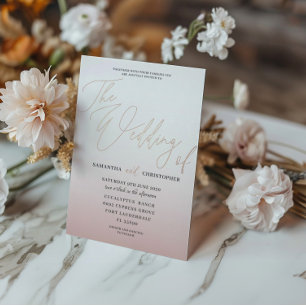 Invitation En Aluminium Rose Gold Élégant Calligraphie Le Mariage De