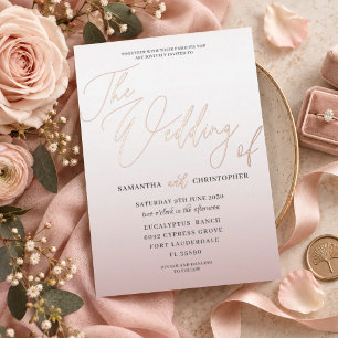 Invitation En Aluminium Rose Gold Élégant Calligraphie Le Mariage De