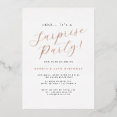 Invitation En Aluminium Rose Gold Elegant Script Surprise Party (Recto)