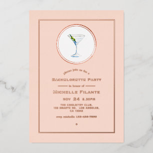 Invitation En Aluminium Rose Gold et Blush Cocktail Bachelorette Party