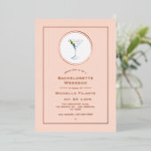 Invitation En Aluminium Rose Gold et Blush Cocktail Bachelorette Week-end (Debout devant)