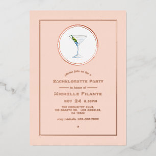 Invitation En Aluminium Rose Gold et Blush Cocktail Enterrement de Vie de