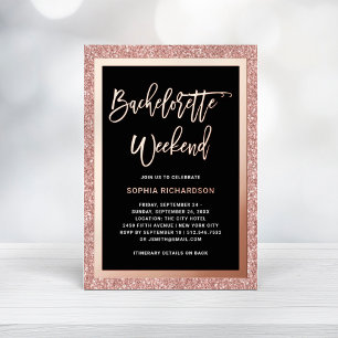 Invitation En Aluminium Rose Gold et Faux Paillettes Week-end d'enterrem