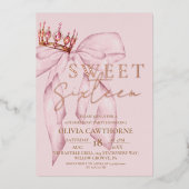 Invitation En Aluminium Rose Gold et Rose Sweet 16 (Recto)