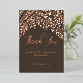 Invitation En Aluminium Rose Gold Feuille Mariage Merci Chocolat Brown (Debout devant)