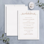 Invitation En Aluminium Rose Gold Floral Border Monogram Mariage