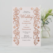 Invitation En Aluminium Rose Gold Floral Fairytale Mariage (Debout devant)