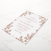 Invitation En Aluminium Rose Gold Floral Mariage élégant (Rotation)