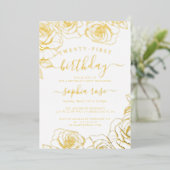 Invitation En Aluminium Rose Gold Foil 21e anniversaire (Debout devant)