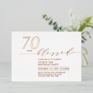 Invitation En Aluminium Rose Gold Foil   70 Ans Anniversaire Party d'anniv