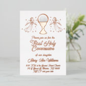 Invitation En Aluminium rose gold foil angels First Communion (Debout devant)