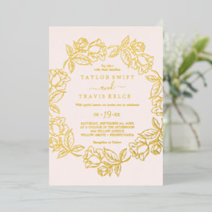 Invitation En Aluminium Rose Gold Foil Blush Floral Mariage 