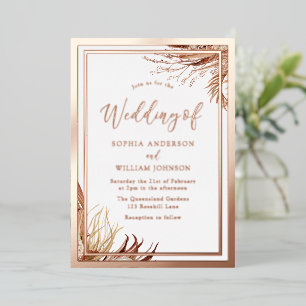 Invitation En Aluminium Rose Gold Foil Bohemian Boho Feuille Mariage