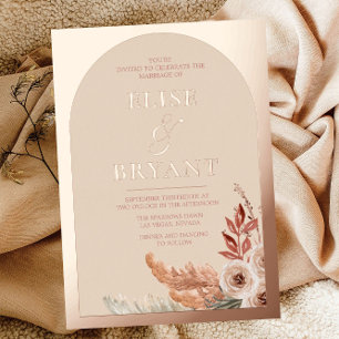 Invitation En Aluminium Rose Gold Foil Boho Floral Blush Mariage