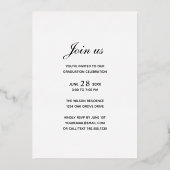 Invitation En Aluminium Rose Gold Foil Calligraphie Photo Graduation Party (Verso)