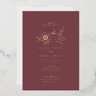 Invitation En Aluminium Rose Gold Foil Citrouille Tournesol Mariage