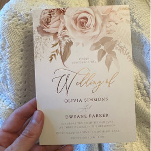 Invitation En Aluminium Rose Gold Foil Dusty Rose Blush Floral Mariage