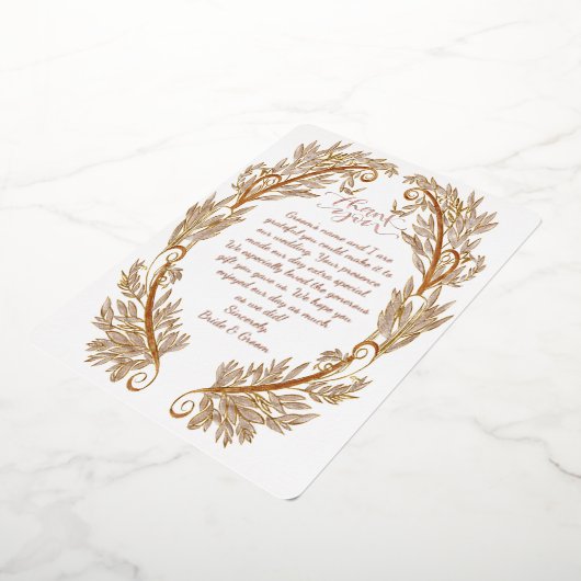 Invitation En Aluminium Rose Gold Foil Élégant Mariage Remerciements (Rotation)