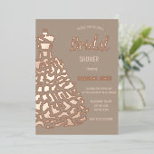 Invitation En Aluminium Rose Gold Foil Élégante robe Fête des mariées (Debout devant)