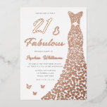 Invitation En Aluminium Rose Gold Foil Gown 21e fête d'anniversaire<br><div class="desc">Rose Gold Foil Gown 21st Birthday Party Foil Invitation Voir d'autres invitations dans notre Niche and Nest Store</div>