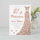 Invitation En Aluminium Rose Gold Foil Gown 21e fête d'anniversaire (Debout devant)